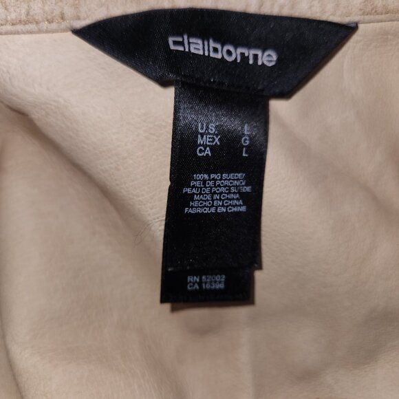 Tan Cream Suede Leather Jacket - Picture 2 of 3